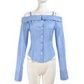Hot Girl Style Women's Clothing Shirt Long Sleeve Off-the-shoulder Shirt Women