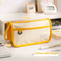 Color Matching Large-Capacity Canvas Pencil Case - Double-Layer Simple Design for Student Stationery Box