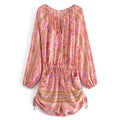 Summer Positioning Printing Vacation Elastic Waist Drawstring Pleated Jumpsuit Women