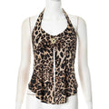 European And American Contrast Color Halter Leopard Print Printed Sexy Top For Women