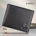 Black Men's Genuine Leather Wallet Cowhide Short Bifold