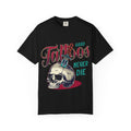 Tattoo Skull T-Shirt — "Good Tattoos Never Die" Retro Dagger Design