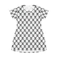 All-Over Print Logo Pattern T‑Shirt Dress — Chic Black & White Repeat Print