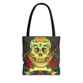 Day of the Dead Sugar Skull Tote Bag - Floral Rose & Dagger All-Over Print
