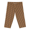 Geometric Monogram Capri Leggings — Brown Allover Print