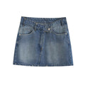 Women Clothing Sexy High Waist Asymmetric Denim Skirt Fashionable All Match Hip Skirt