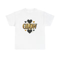 Glow Heart T-Shirt — Gold & Black Retro Typography Tee
