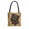 Skull & Roses Tote Bag — Gothic Floral Canvas Tote