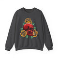 Skull & Yellow Rose Crewneck Sweatshirt — Gothic Floral Graphic Sweatshirt