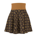 Designer-Inspired Brown Monogram Skater Skirt — Retro Luxe Pattern