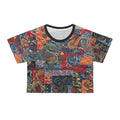 Dragon Patchwork Crop Tee — Vintage Asian Tattoo Inspired All-Over Print