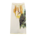 Summer Women Elegant Printed Satin Midi Skirt