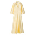 Summer Collared Shirt Trench Coat Solid Color Dress Maxi Dress
