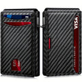 Carbon fiber patterned men's wallet wallet two fold flip card box anti-theft brush wallet magnetic suction side push card bag
