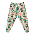 Retro Black Cat Pattern Joggers — Vintage Mid-Century Atomic Cats Athletic Pants