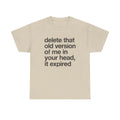 Statement Tee — “delete that old version of me in your head, it expired” Minimalist Typography T-Shirt