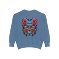 Skull Jester Sweatshirt — Retro Clown Skull with Roses Crewneck