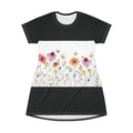 Floral Meadow T-Shirt Dress — Wildflower Border Print