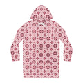 Pink All-Over Pattern Hoodie Dress — Floral Geometric Cozy Lounge Dress