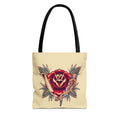 Vintage Rose Dagger Tote Bag — Tattoo-Inspired Floral Canvas Tote