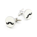Men's Metal Copper Round Black Beard Cuff Links