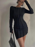 long sleeve round neck dress