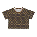 Brown Monogram Crop Tee — Luxury Pattern All-Over Print Top