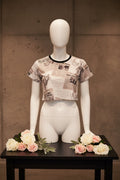 Newspaper Collage Crop Tee — Positive Headlines & Smoke Print