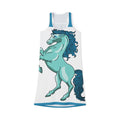 Teal Rearing Horse Racerback Dress — Nautical Mermaid Pony Graphic AOP