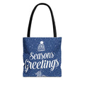 Seasons Greetings Holiday Tote Bag – Winter Beanie & Mittens Snowflake Design