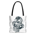 Skull & Snake Tote Bag — Gothic Skull Snake Graphic Tote