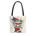 Skull & Roses Tote Bag — Gothic Spiderweb Day of the Dead Style