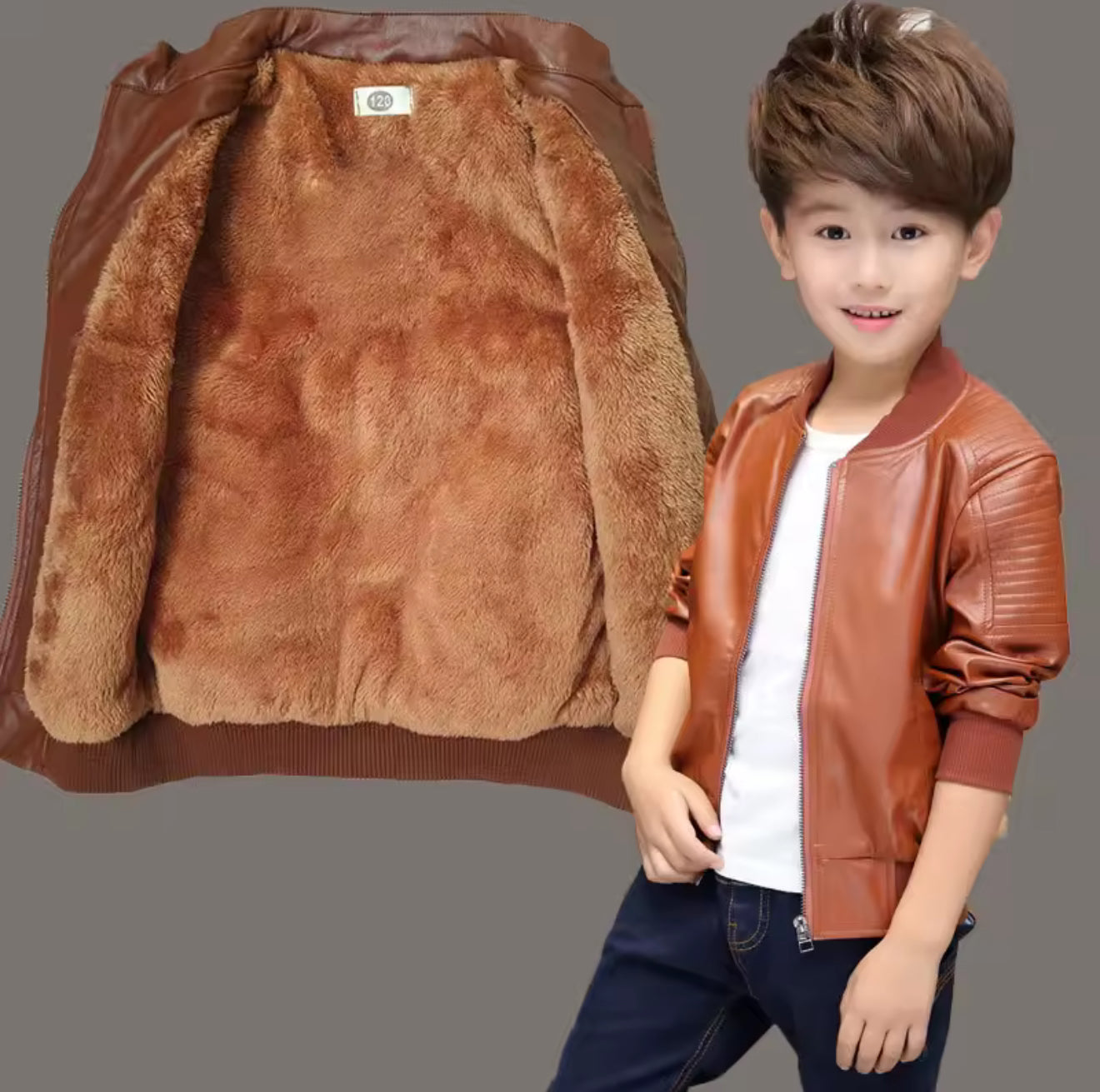 Boys Leather Jackets For Toddler Kids Faux Motorcycle PU Leather Coats