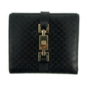 Gucci Black Micro GG Leather Jackie Compact Wallet 2659