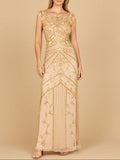 Lara 28876 - Beaded Cap Sleeve Sheath Gown