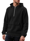Men's Padded Fleece Solid Color Half Zip Hooded Pullover Sweater