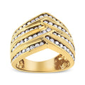 10K Yellow Gold Plated .925 Sterling Silver 1 1/2 Cttw Diamond Channel Band (Champagne Color, I2-I3 Clarity) Ring Size 7