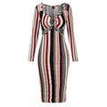 Women's Wrap Chest Striped Long Sleeve Dress