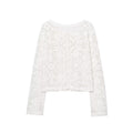 Style Women's Fashion Casual Long Sleeve Single Breasted Crochet Jacket