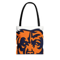 Bear Head Graphic Tote Bag — Bold Orange & Navy All-Over Print