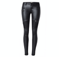 Women Faux Leather Denim Skinny Pants Stitching Multi-Zipper Motorcycle plus Size
