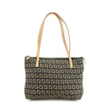 Fendi FF Zucchino Black Canvas Shoulder Bag #3606