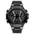 Men's Multifunctional Digital Double Display Waterproof Alloy Sports Quartz Watch