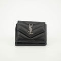 Yves Saint Laurent Black Leather Compact Wallet #3722