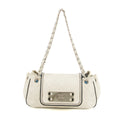Chanel East West 2.55 Mademoiselle Flap White Accordian Shoulder Bag #3764