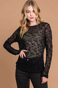 Culture Code Full Size Round Neck Mesh Perspective Women Top