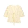 Elegant Solid Color Bubble Sleeve Blouse and Long Pants  Style Fashion Casual Loose Fit