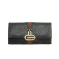 Gucci GG Vintage Black Canvas x Leather Sherry Line Long Wallet #3938