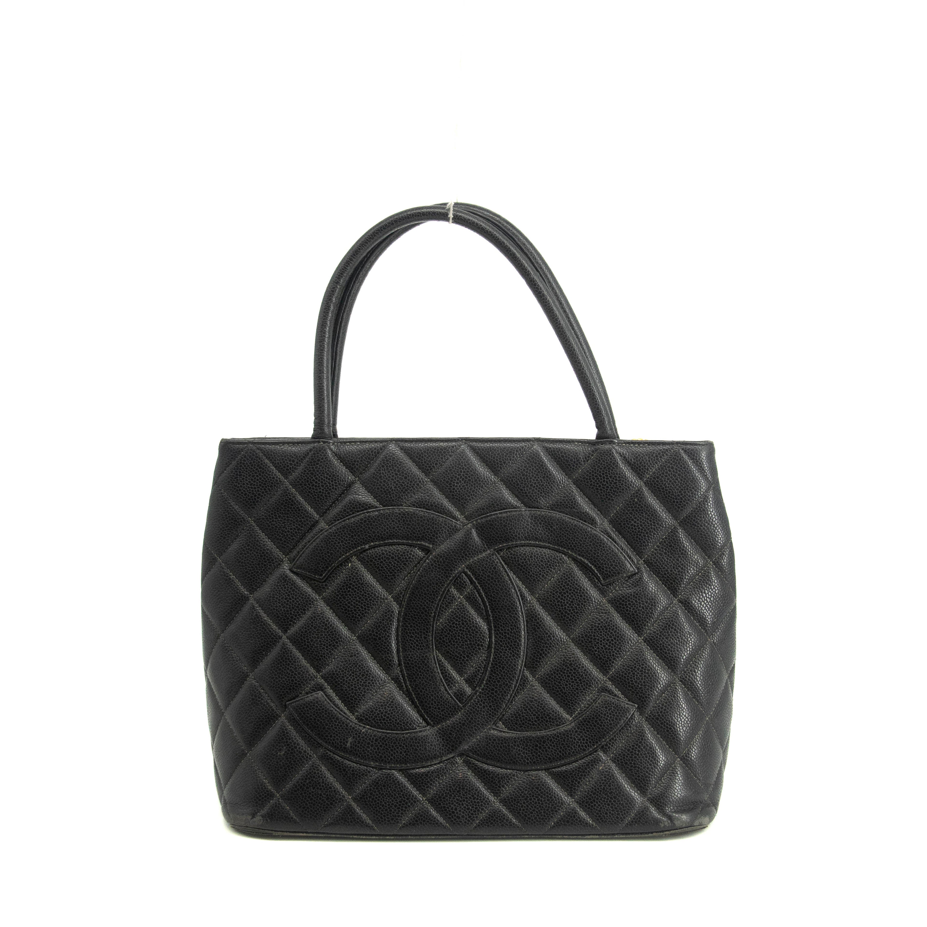 Chanel Black Caviar Skin Quilted Medallion Tote Bag 5 Series #3974