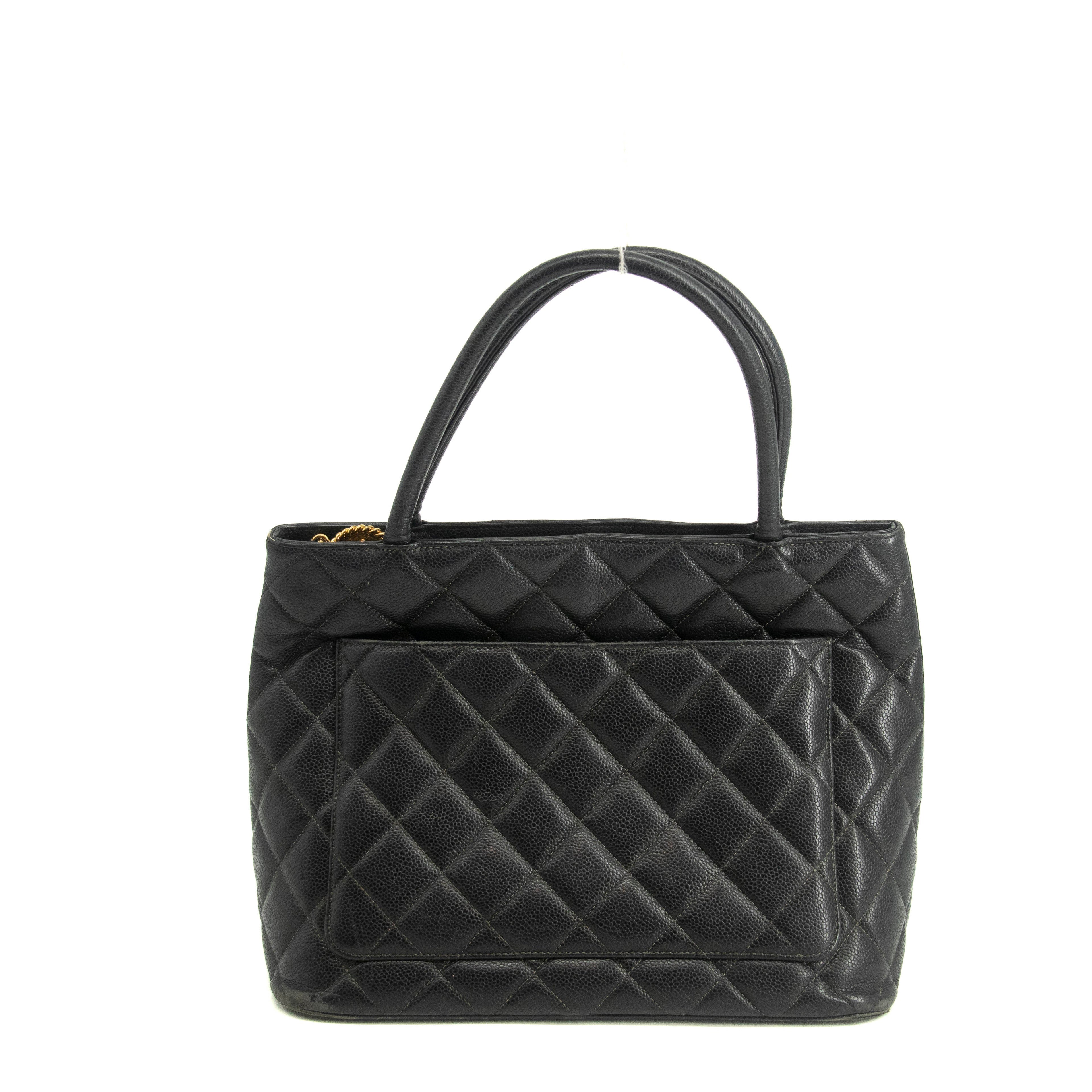 Chanel Black Caviar Skin Quilted Medallion Tote Bag 5 Series #3974